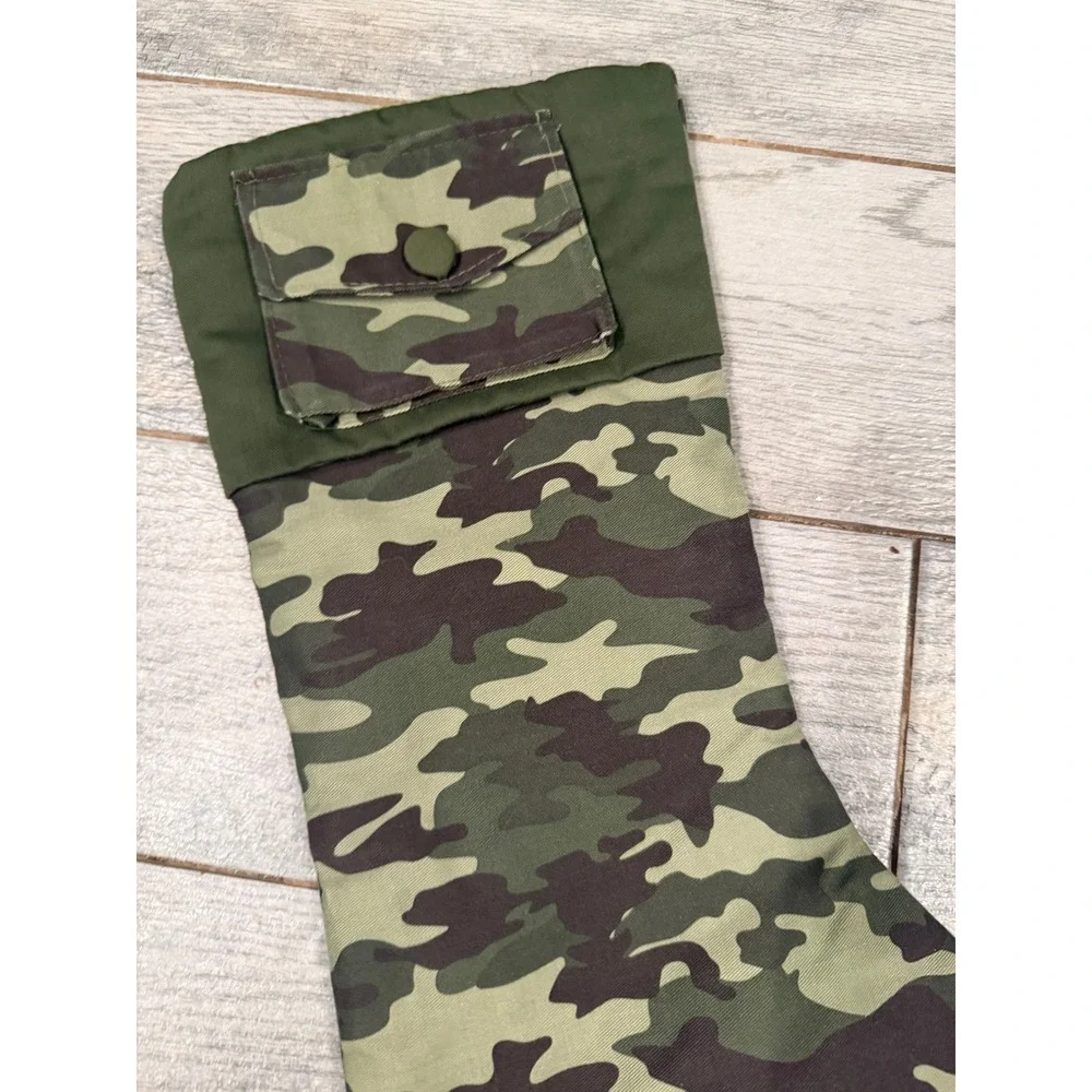 Camouflage Christmas Stocking Pocket Decor Hunting Holiday Decor‎ Military NWOT